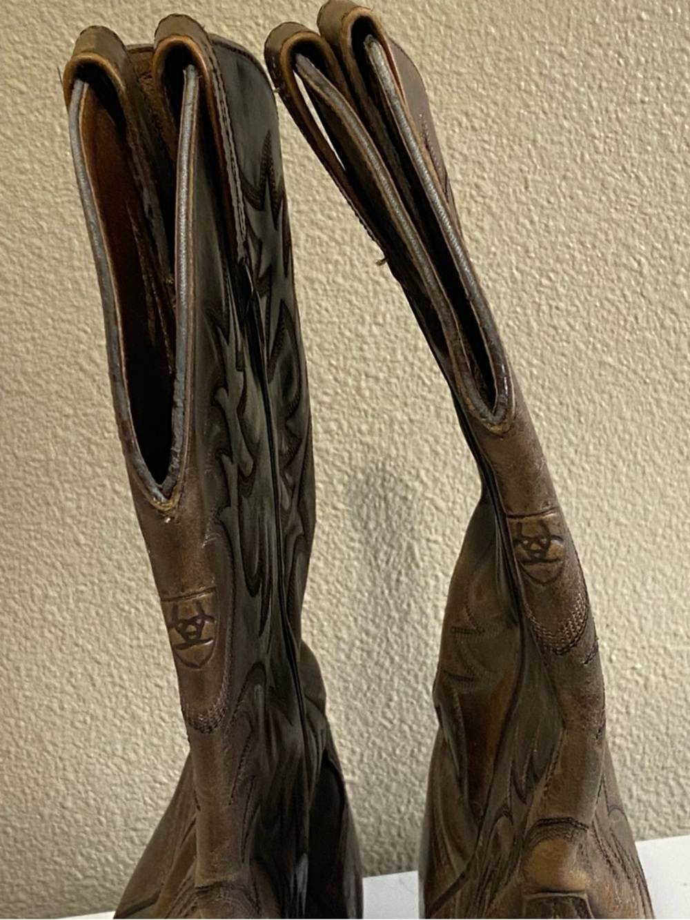 Ariat Tan Leather Western Boots men size 12D cowboy western Distressed Brown - Picture 6 of 15